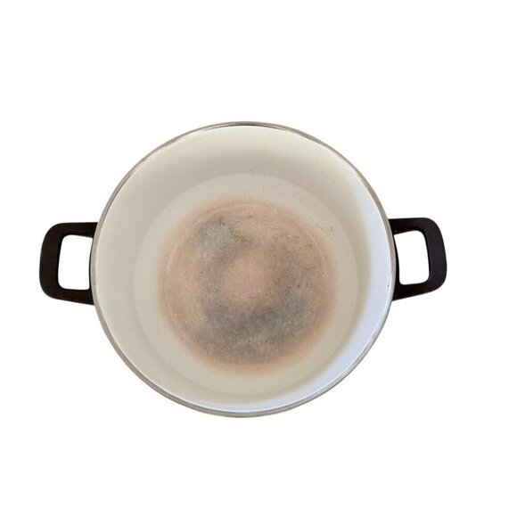 Vintage 70s Fancipans Blue And Green Bird Paisley Stock Pot With Lid Enamel Wear - Picture 7 of 8